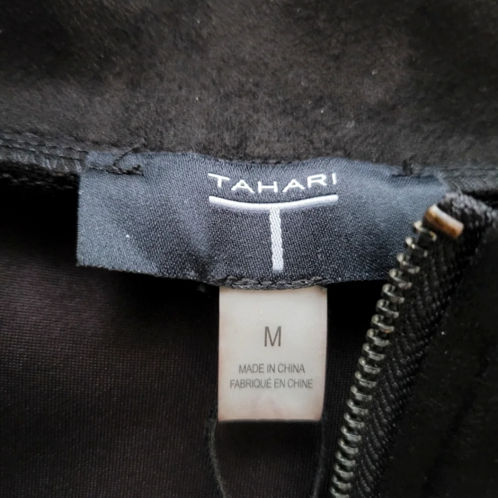 Black Faux Suede Half Zip Pullover Jacket Sweatshirt NEW Front Pocket Tahari - Picture 5 of 11